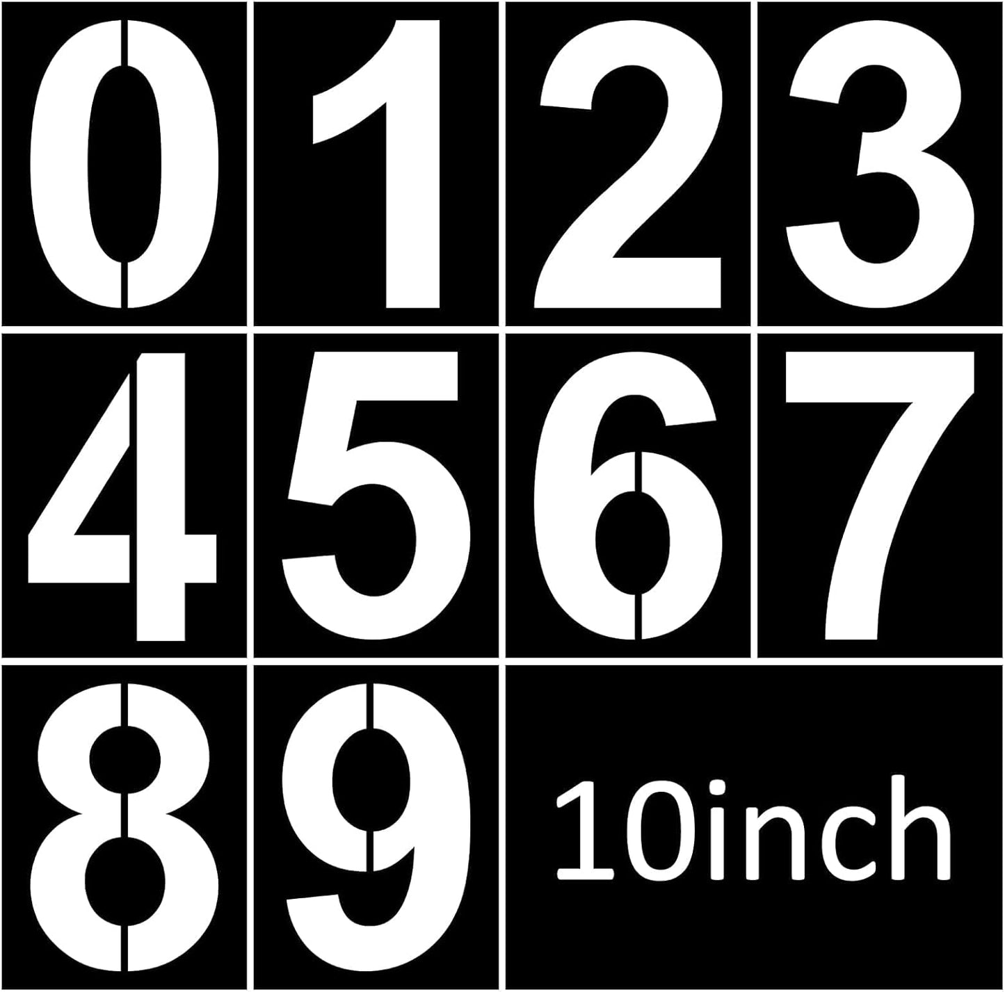 10 Inch Plastic Number Stencils - Reusable Digital Painting Templates for Cake Decorating
