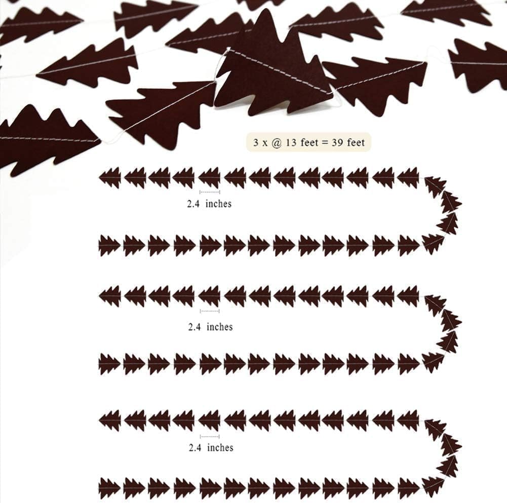Sparkly Paper Christmas Tree Garland Kit for Home Party Decoration (Brown)
