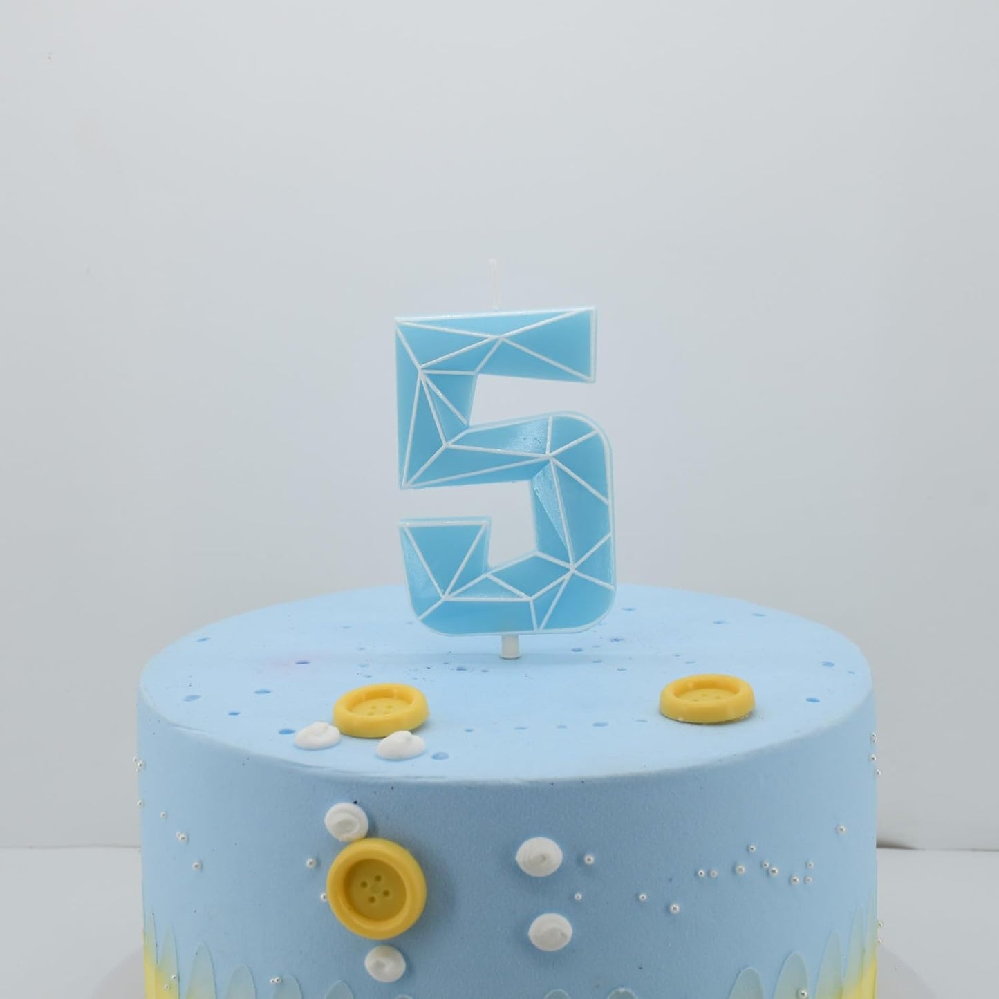 DERVENTA Birthday Candle Big Number 3D Macaron Blue 3.7 inch Party Celebration Anniversary Decoration Cake Topper 1 Piece (Number 5 Macaron Blue)