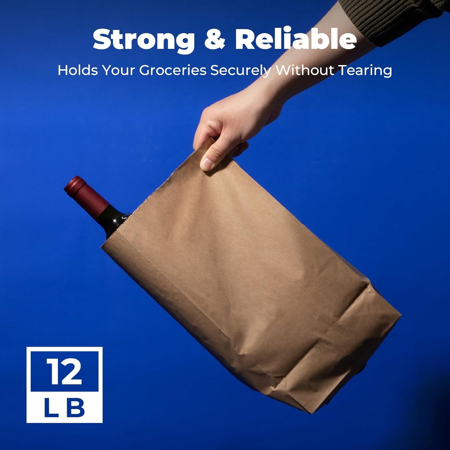 Fit Meal Prep 150 Pack 12 lb Brown Paper Lunch Bags, 13 x 7 x 4.5" Durable Paper Bags Bulk for Packing, Delivery, Take Out, Grocery, Retail Shopping, Premium Kraft Sack for Snacks, Bakery