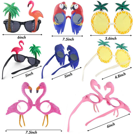 POPLAY Fun Party Sunglasses, Luau Glasses Silly Festival Dress Up Sunglasses Hawaiian Accessories for Kids Women Party Favor Tropical Fancy Photo Props