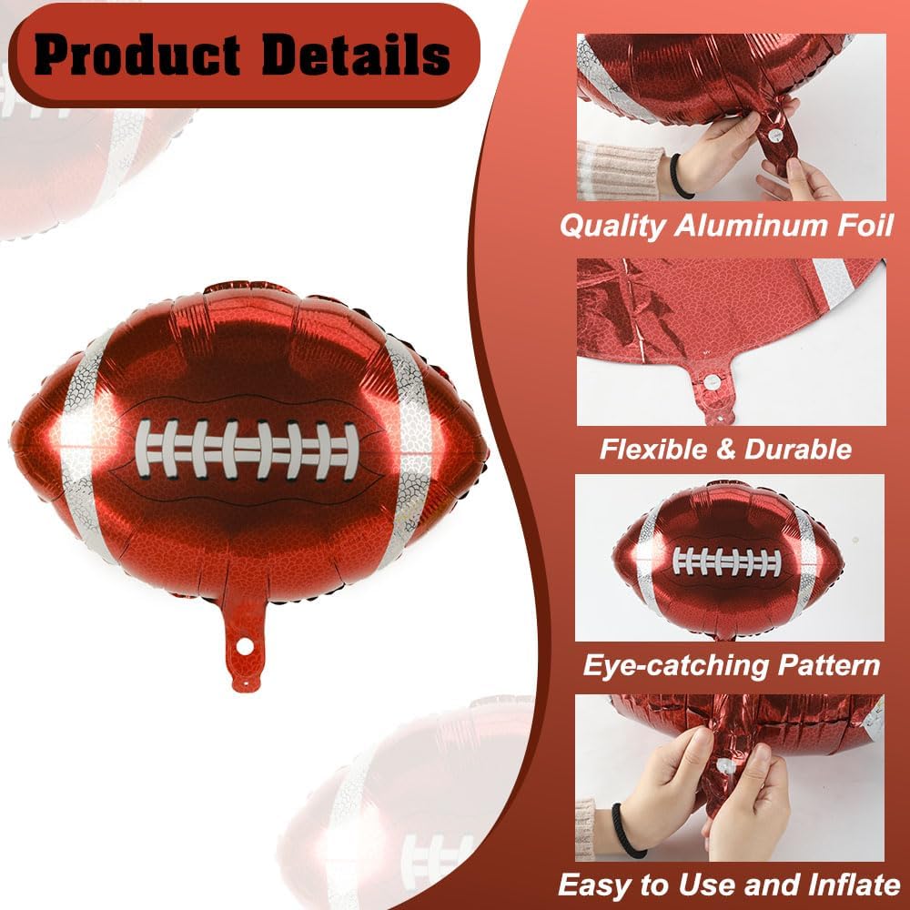 12 PCS 18 Inch Football Balloons Birthday Party Favors Supplies Rugby Ball Balloons Football Themed Party Decorations Large Giant Sports Balloon Superbowl Christmas Mylar Foil Helium Aluminum Balloon