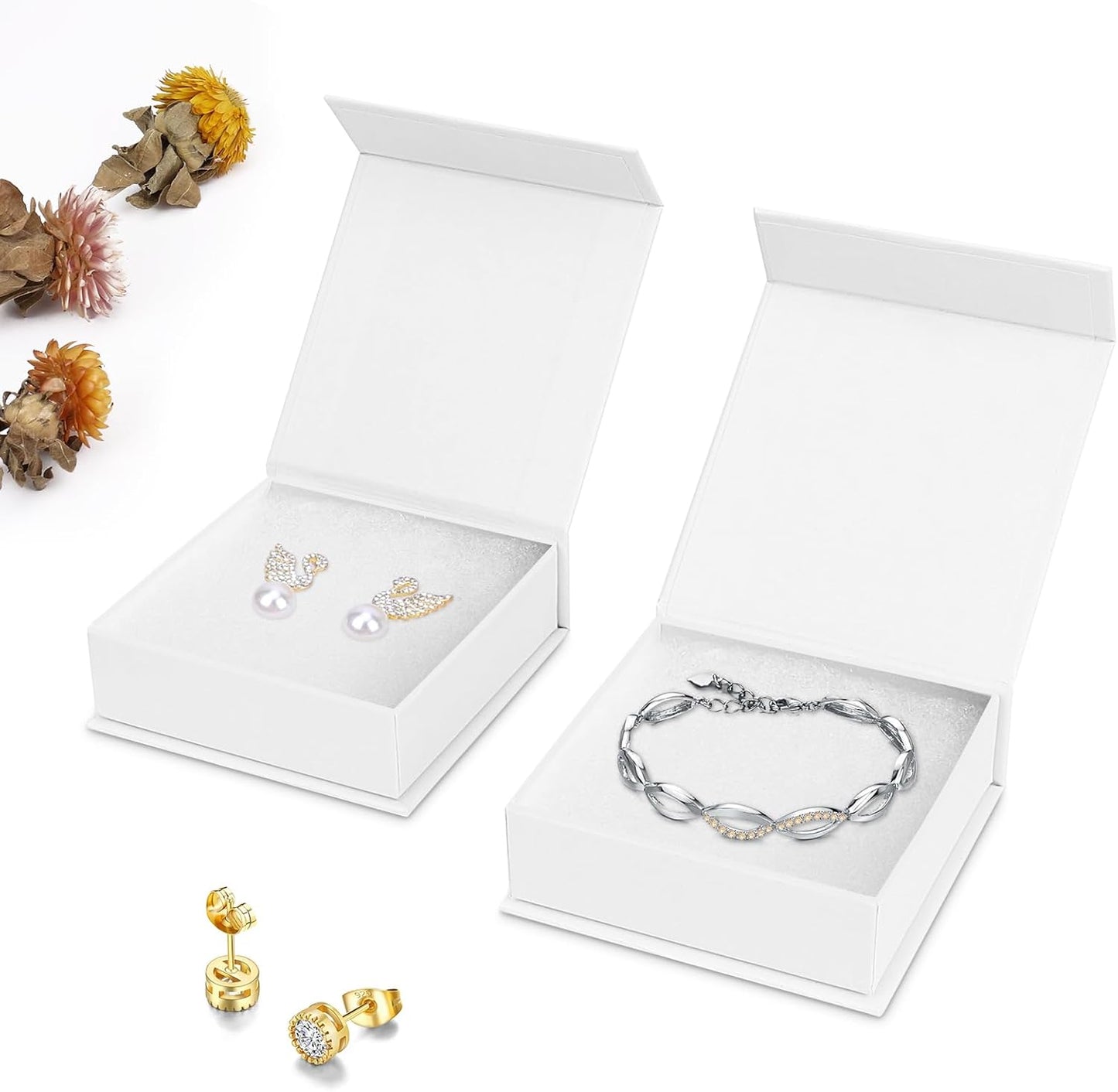 Mirgrime Jewelry Gift Boxes, 20 Pack 3.5x3.5x1 inch Small Jewelry Boxes, Cardboard Jewelry Box for Necklaces Bracelet Earring Ring (White)