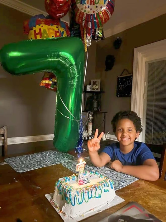 Dark Green Number 7 Balloon 40 Inch, 7th Birthday Party Decorations for Children, Giant 7 Foil Balloon for Party Supplies