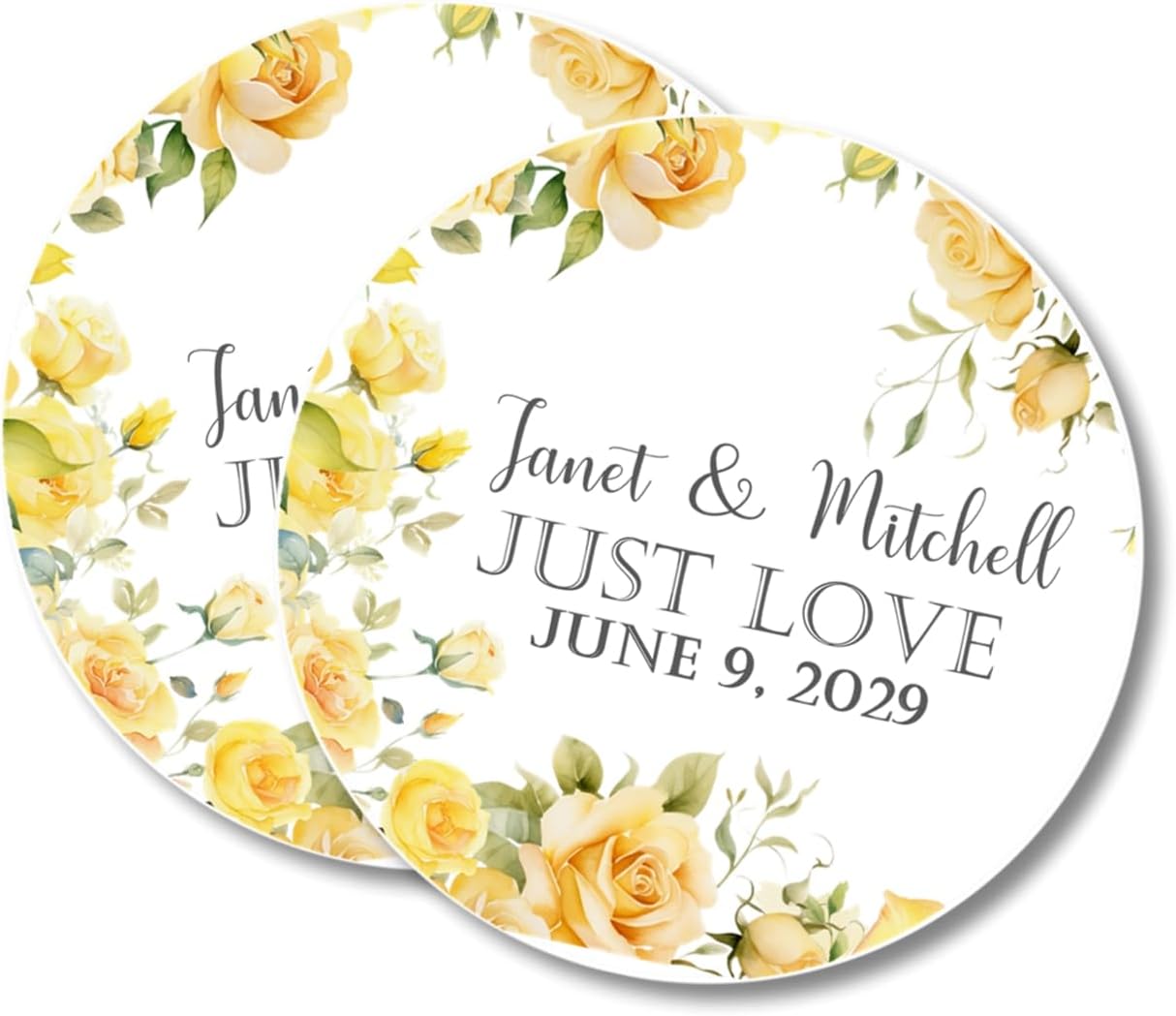 Yellow Rose Wedding Invitations, Garden Floral, Personalized, Set of 12 Invitations with Envelopes