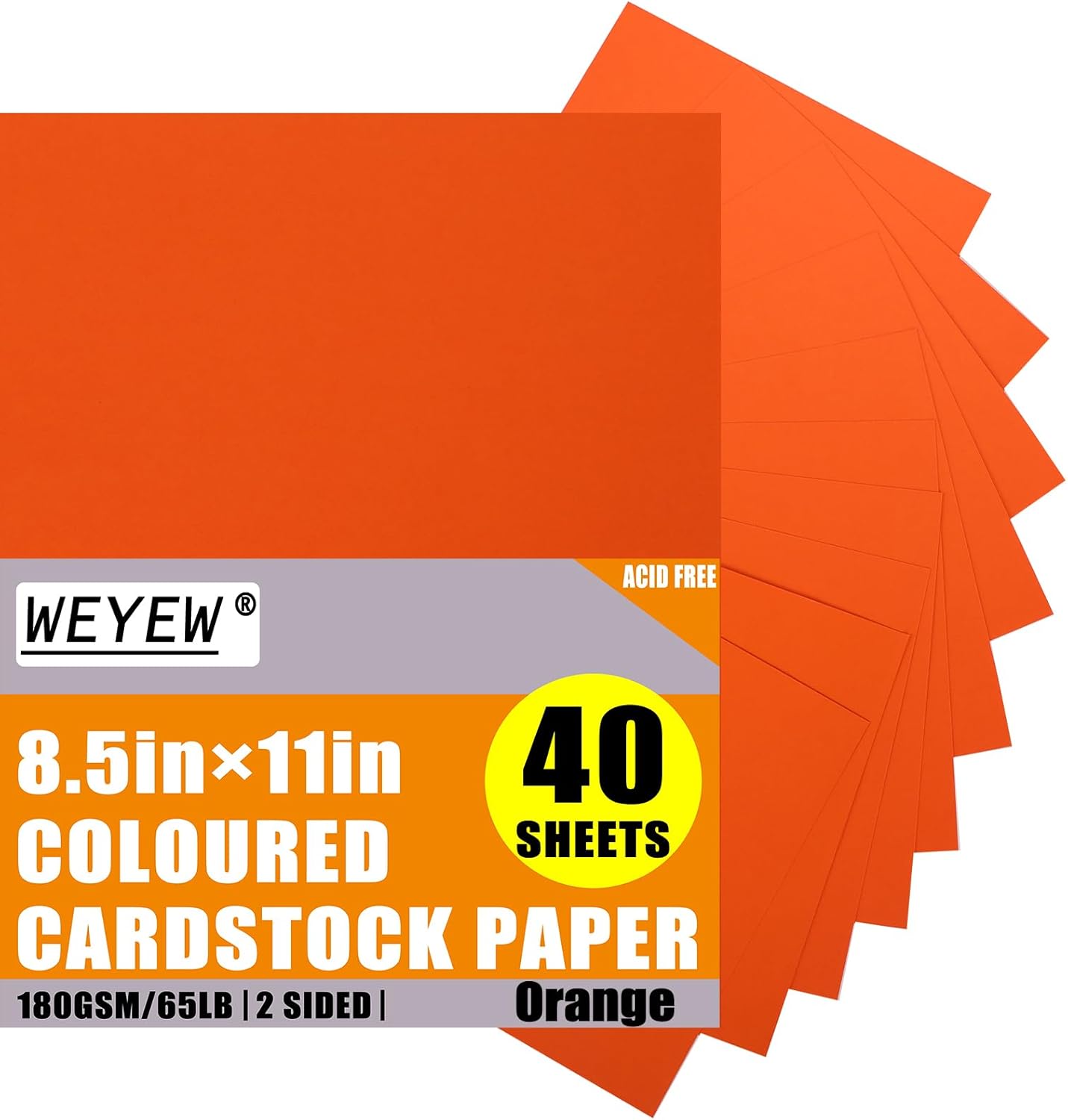 Orange Cardstock 8.5 x 11 Thick Paper, 40 Sheets 65 LB/180 GSM, Cardstock Printer Paper for Invitations, Menus, Wedding, DIY Cards, Kids School Supplies