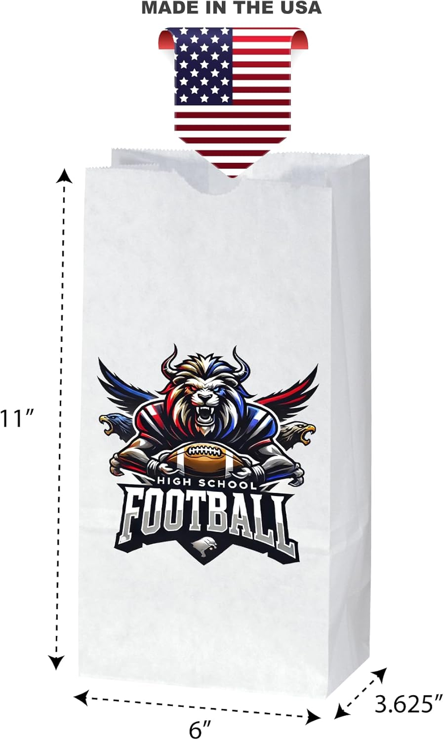 Flexicore Packaging Custom Printed White SOS Popcorn Paper Bags(10 to 1,000 QTY) (White, 6"x3.625"x11")