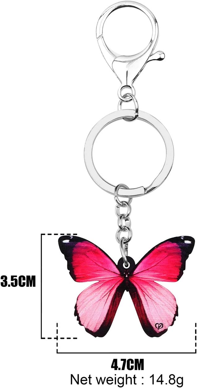 BONSNY Morpho Menelaus Butterfly Key Chains for Women Car Purse Bag Rings Pendant Charms