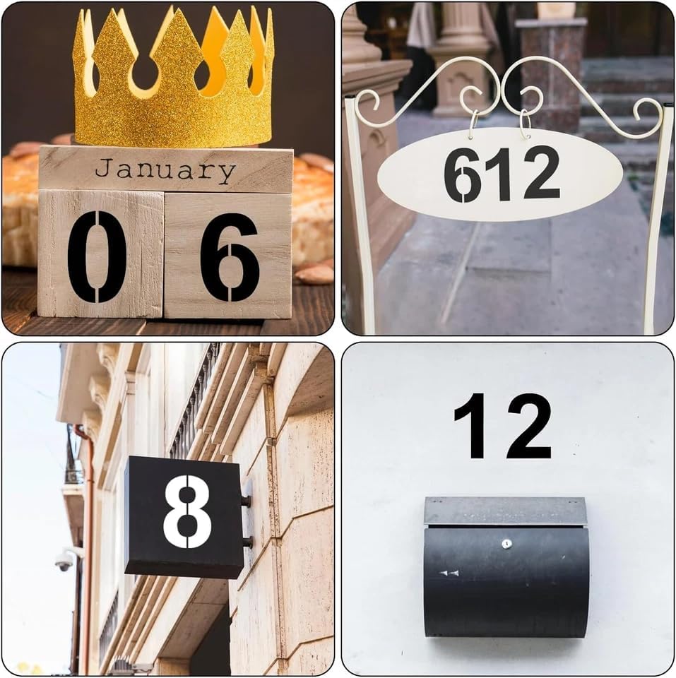 1Pc 6 Inch Number Stencils Set Plastic Number Stencil Reusable Digital Templates for Cake Stencil Mailbox Signs Parking Lot House Numbers Stencils Wall Art