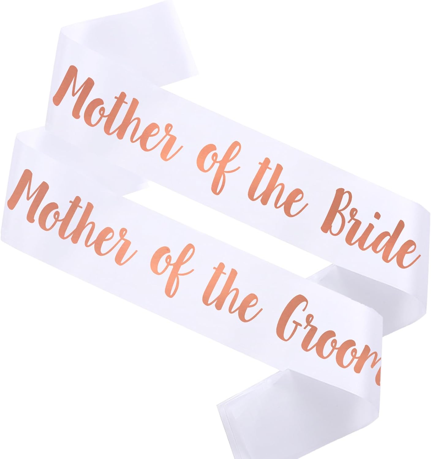 2 PACK Mother of the Bride and Groom Sashes, White Sash with Rose Letters Bachelorette Sashes for Mother Bridal Shower Supplies Wedding Accessories