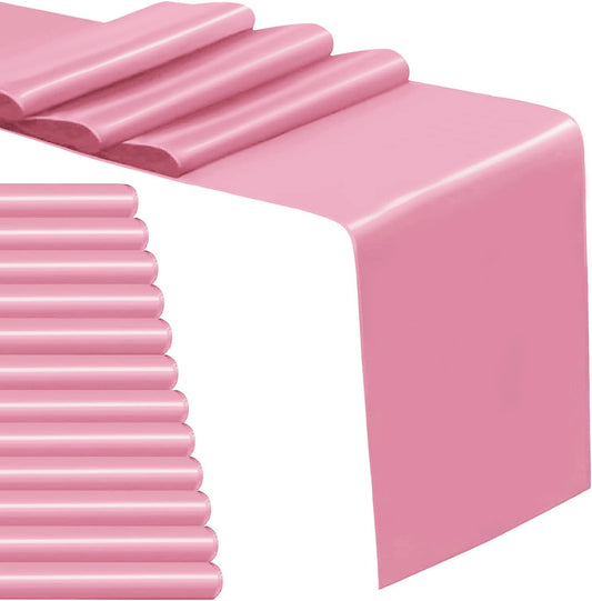 12 Pack Satin Table Runner 12 x 108 Inch Long Satin Table Runners for Wedding Banquet Graduations Birthday Party Decoration (Light Pink)