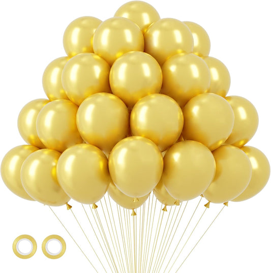 105pcs Metallic Gold Balloons 12inch Party Latex Balloons for Birthday Graduation Baby Shower Wedding Anniversary New Year Party Decorations