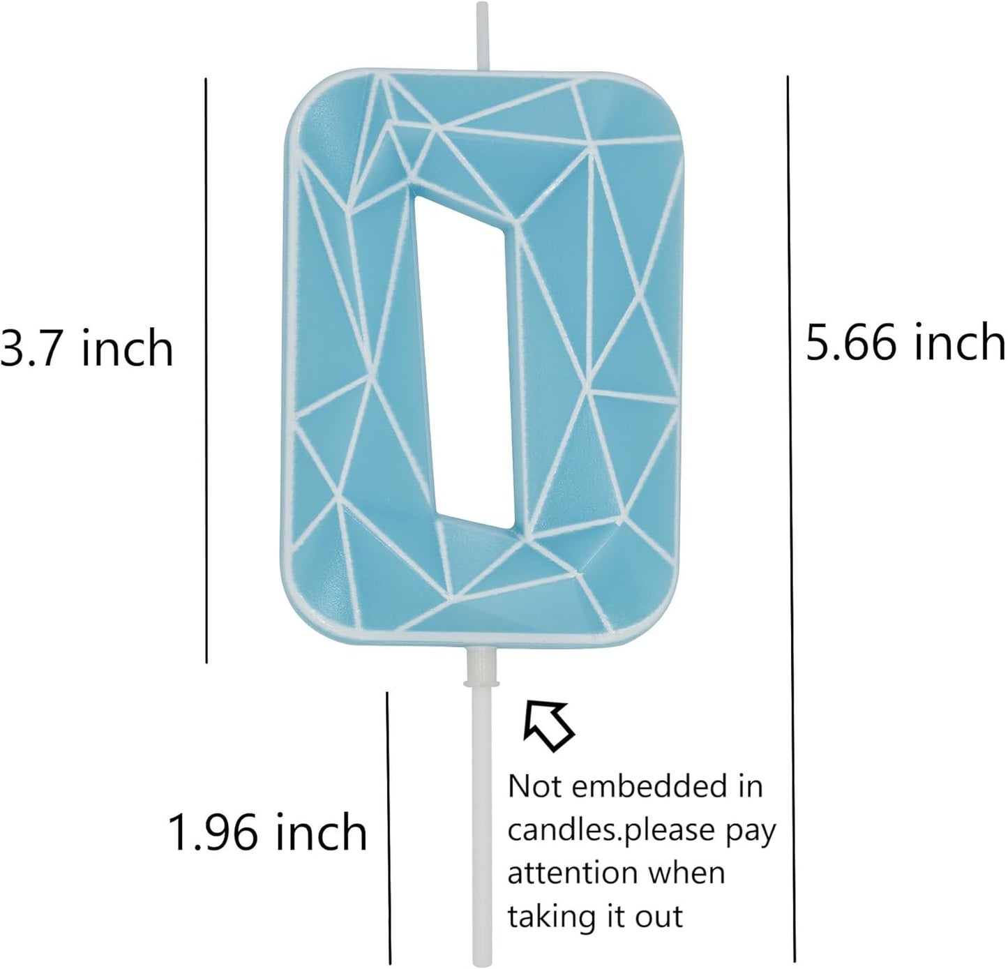 DERVENTA Birthday Candle Big Number 3D Macaron Blue 3.7 inch Party Celebration Anniversary Decoration Cake Topper 1 Piece (Number 0 Macaron Blue)