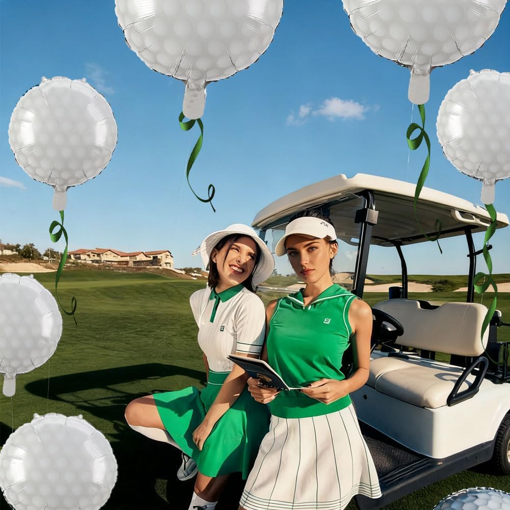 8 PCS 18 Inch Golf Balloons Golf Party Decorations Supplies Themed Birthday Party Decor Sports Giant Large Ball Balloon Christmas Mylar Foil Helium Aluminum Balloon Gender Reveal Baby Shower