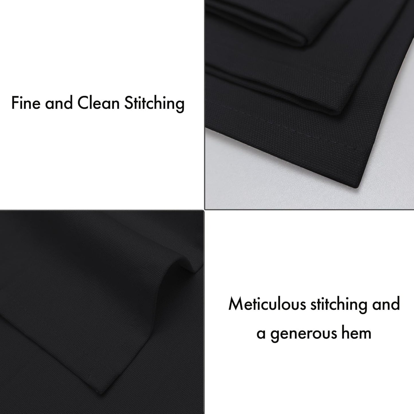 Ruvanti Premium Cloth Napkins Set of 6, 18x18 Inches, 100% Cotton, Washable, Soft & Absorbent, Perfect for Wedding, Christmas, ‎Thanksgiving Dinners - Black Beauty
