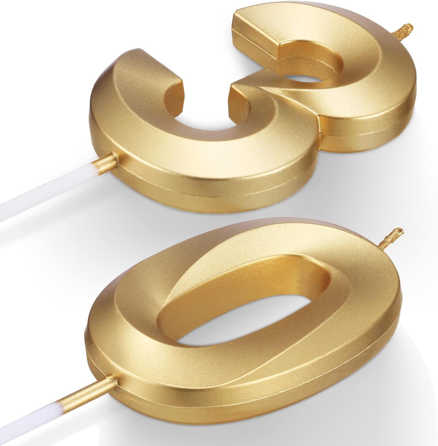 30th Birthday Candles for Cakes Numbers Candle Happy Thirty Birthday 3D Designed Wedding Anniversary Party Cake Topper Decorations (30, Gold)