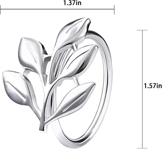 Legigo Sliver Napkin Rings Set of 12, Metal Leaf Napkin Ring Holders for Cloth Napkins, Fall Napkin Ring Buckles Bulk for Wedding Receptions, Christmas Thanksgiving Holiday Party Dinner Table Settings