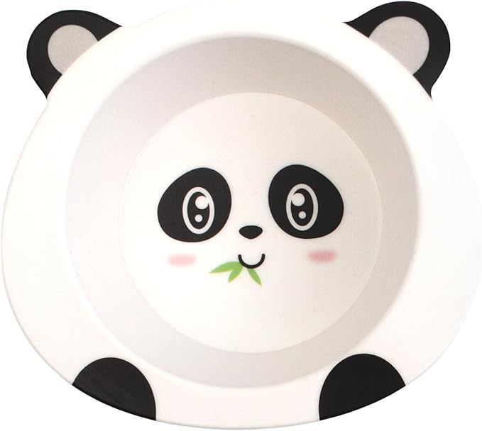 Kids Feeding Set 5 Pcs, Tableware Set for Toddlers Includes Plate Bowl Cup Fork and Spoon Utensil Flatware, Kids Flatware Set Dishwasher Safe, BPA Free (Panda)