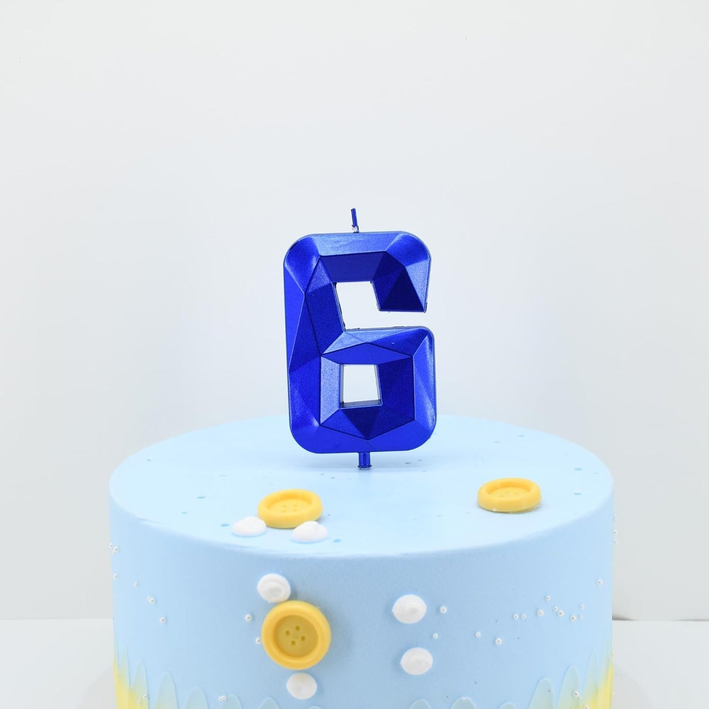 DERVENTA Birthday Candles Big Numbers 3D Blue 3.7 inch Party Cake Topper 1 Piece (Number 6 Blue)