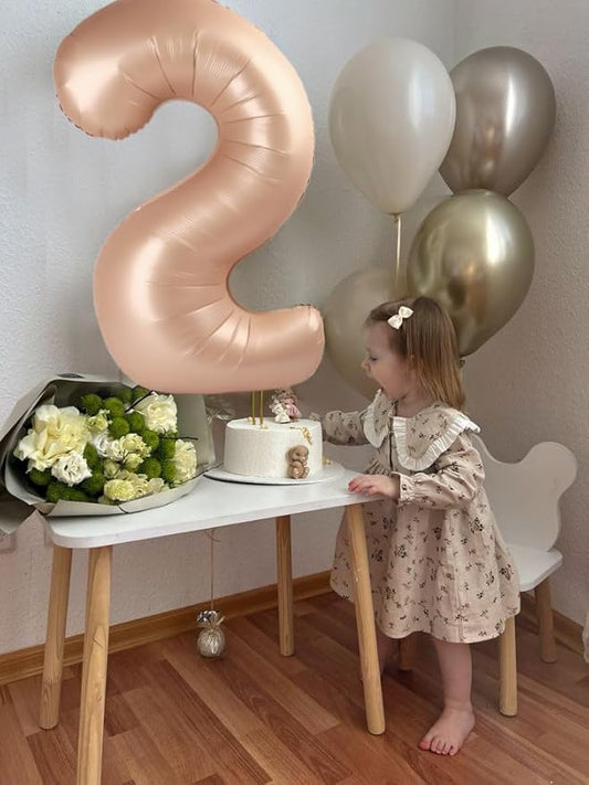 2 Numbers Balloon 40 Inch Light Brown Two Balloon Number Birthday Decor, 2nd 12 21st Party Celebration Decorations Graduations Wedding Baby Shower