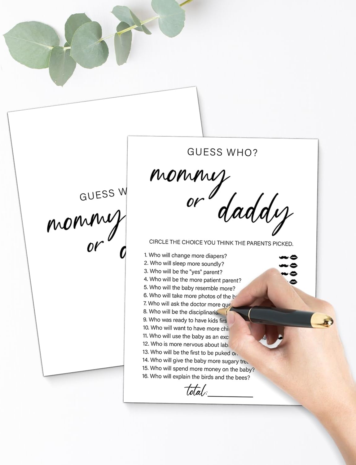 Guess Who Mommy or Daddy Baby Shower Games, 20 Minimalist Guess Who Game Cards, Gender Neutral Boy or Girl, Gender Reveal Games for Guests
