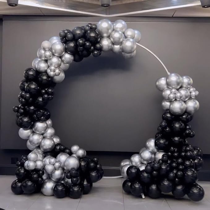 Black and Silver Balloons Arch Kit, 162pcs Different Sizes with Black Metallic Silver Confetti Balloons for Prom Anniversary Birthday 2025 Graduation Party Decorations