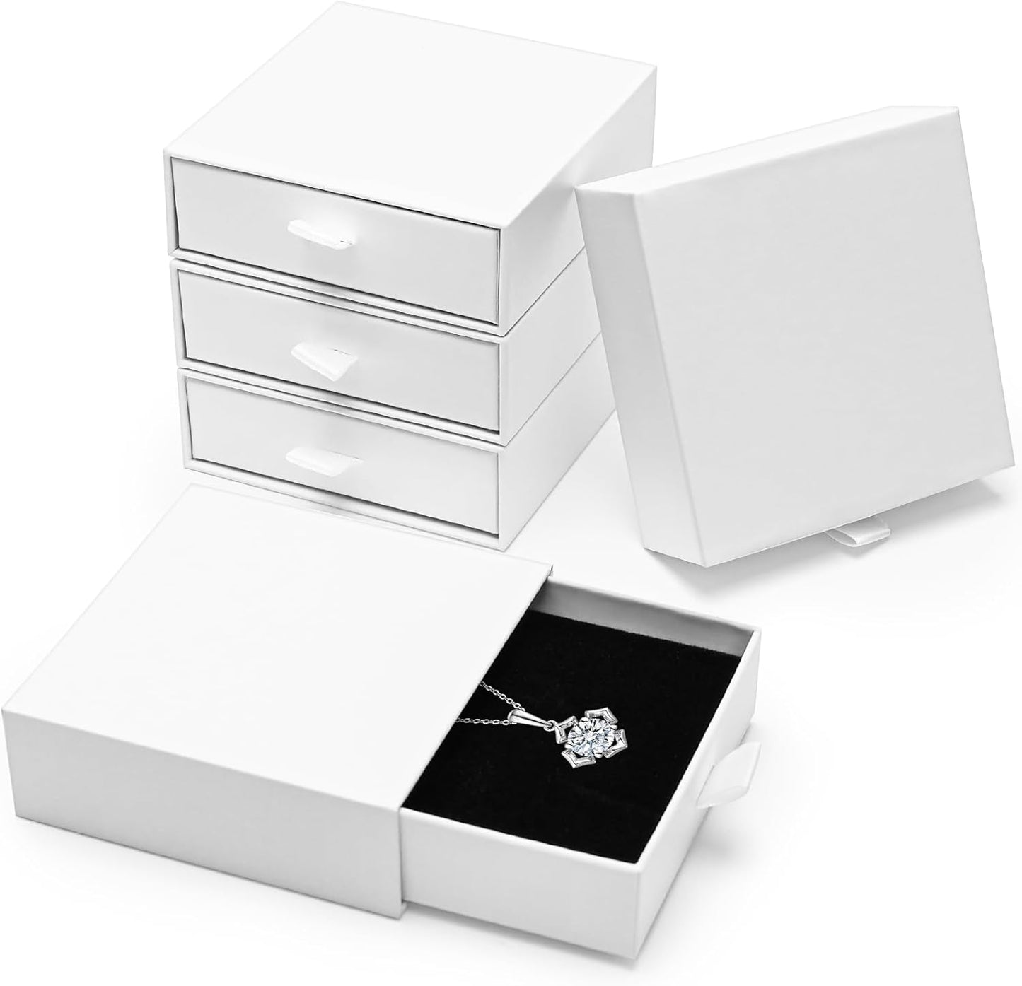 Jewelry Box, 5Pcs Jewelry Boxes for Women 3.5×3.5x1 Inch Jewelry Gift Box, Cardboard Jewelry Gift Necklace Ring Earring Jewelry Box (White)