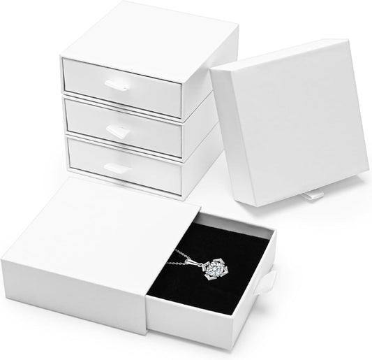 Jewelry Box, 5Pcs Jewelry Boxes for Women 3.5×3.5x1 Inch Jewelry Gift Box, Cardboard Jewelry Gift Necklace Ring Earring Jewelry Box (White)