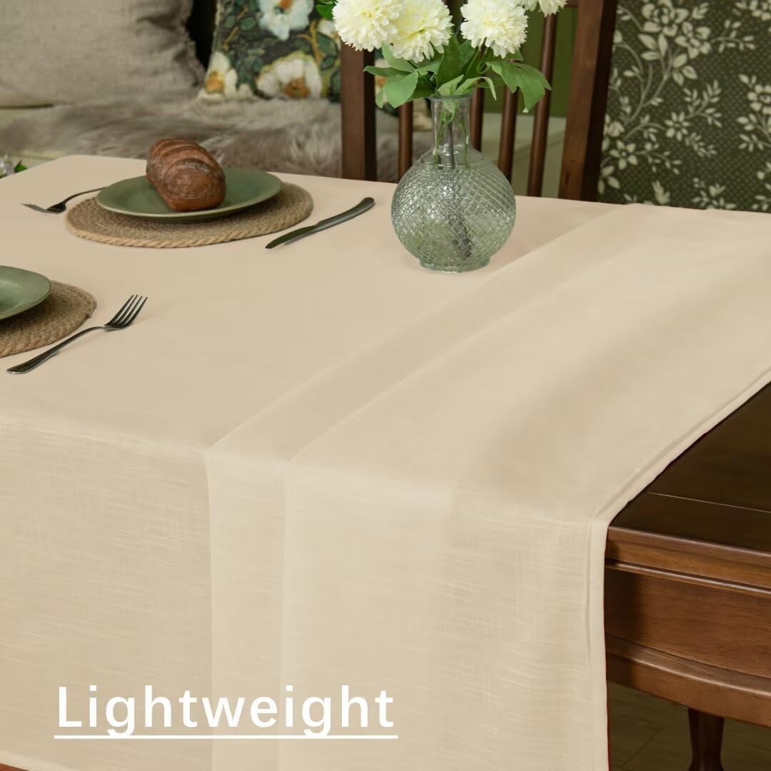 Natural Linen Rectangle Tablecloth, Slubby Textured Fall Lightweight Table Cloth 60 x 84 Inch, Water Resistant Stain Resistant Farmhouse Burlap Table Cover for Kitchen Dining Room, Khaki