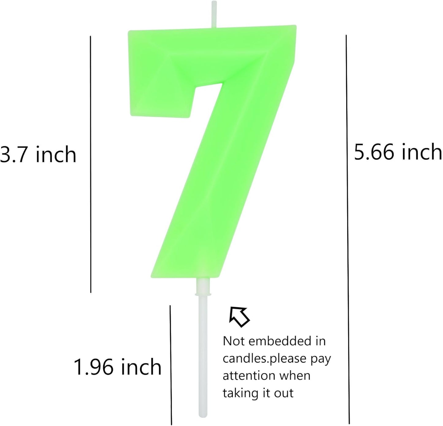 DERVENTA Large Birthday Candle Number 3D Luminous Green 3.7 inch Party Celebration Anniversary Decoration Cake Topper 1 Piece (Luminous Green Number 7)