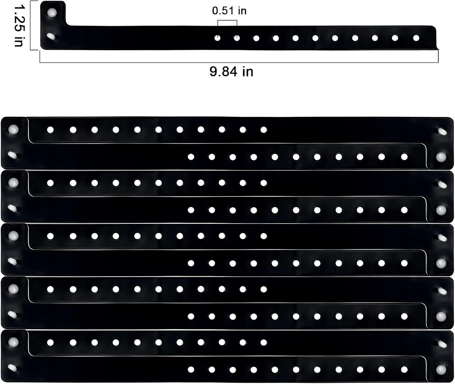 Black Plastic Wristbands-500 Pack Colored Identification Wristbands for Events, Waterproof Lightweight Security Vinyl Wristbands for Party Concert Club Festival Entrance Admission