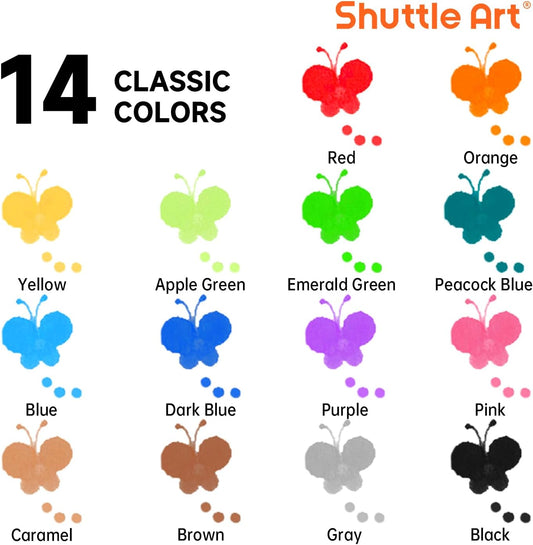 Shuttle Art Dot Markers, 14 Colors Bingo Daubers with 20 Unique Patterns of Dot Book for Toddler Art Activities, Non-Toxic Washable Coloring Markers for Preschool Kids Learning