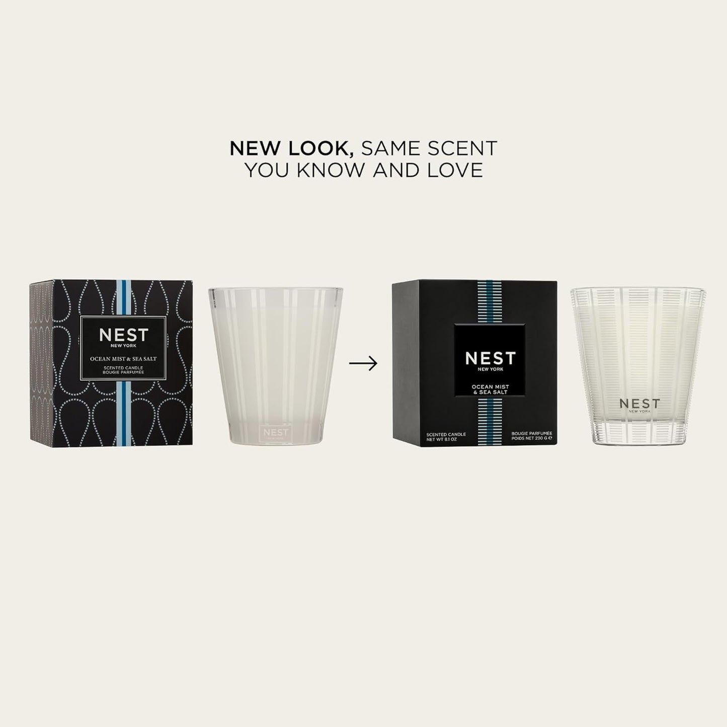 NEST New York Scented 3-Wick Candle, Ocean Mist & Sea Salt - 21.2 oz - Up to 100-Hour Burn Time - Reusable Glass Vessel
