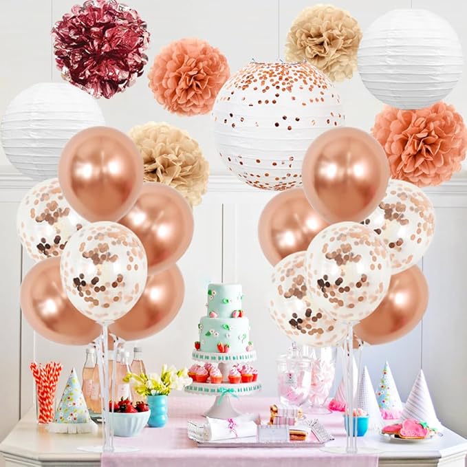 TONIFUL 4 Set Rose Gold Balloon Centerpiece for Table,Balloons Stand Kit for Bridal Shower,Wedding,Engagement,Baby Shower,Graduation,Anniversary,Mother's Day,Birthday Decorations for Women
