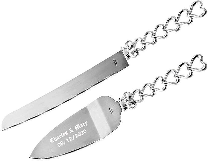 GIFTS INFINITY Personalized Wedding Cake Knife and Server Set with Engraving – Cake Cutting Utensil Set, Keepsake Gift for Wedding, Anniversary, Reception, Birthday & Other Occasions (HT-101)
