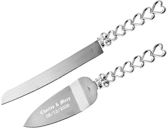 GIFTS INFINITY Personalized Wedding Cake Knife and Server Set with Engraving – Cake Cutting Utensil Set, Keepsake Gift for Wedding, Anniversary, Reception, Birthday & Other Occasions (HT-101)