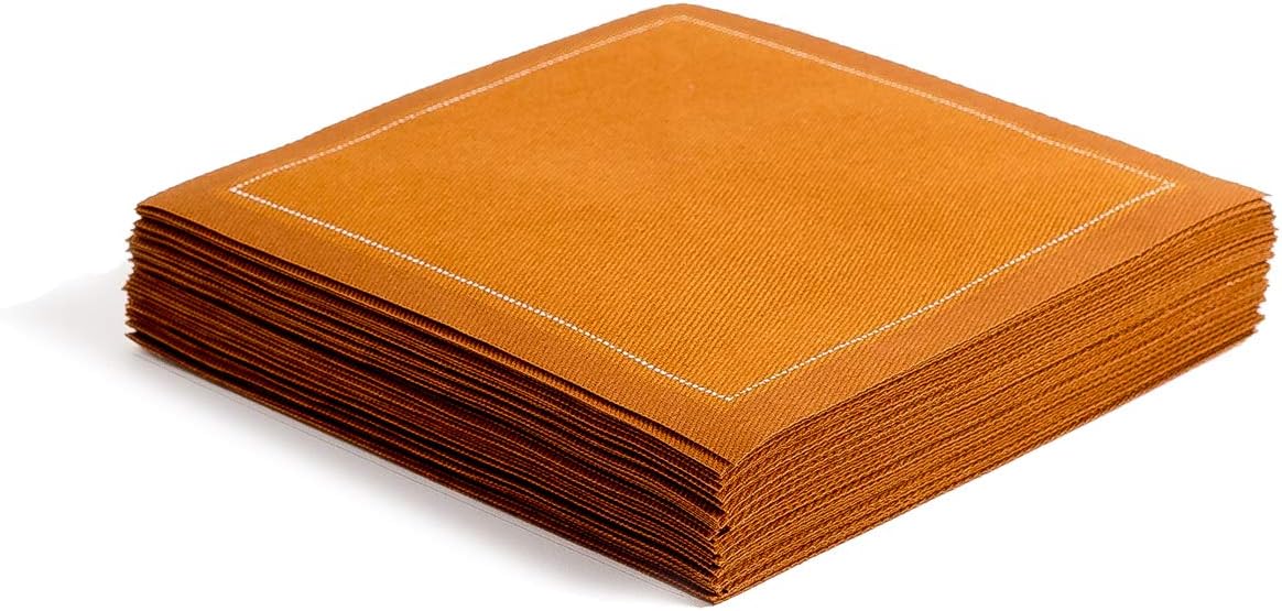 Five Star Napkins Luxury Cotton Cloth Cocktail Napkins - Bar Napkins, Party Napkins, Beverage Napkins, Events, Holiday, Wedding, Birthday, Parties - 4.5" x 4.5" - Disposable (50 x) Caramel
