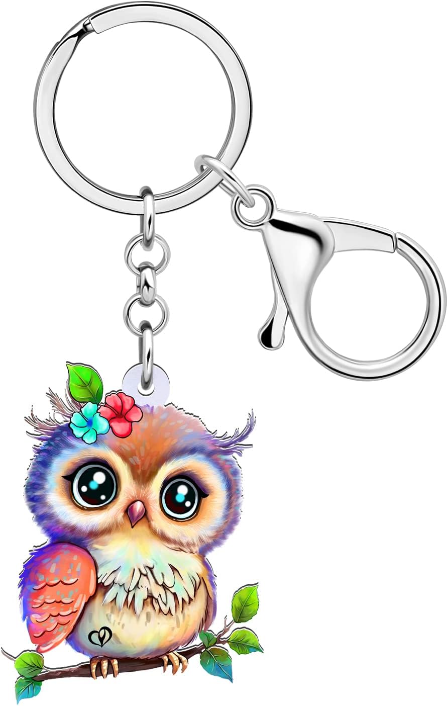 Anime Owl Keychain Acrylic Handbag Car Key Chain Rings Bird Owl Pirate Gifts for Women Girls Halloween Charms