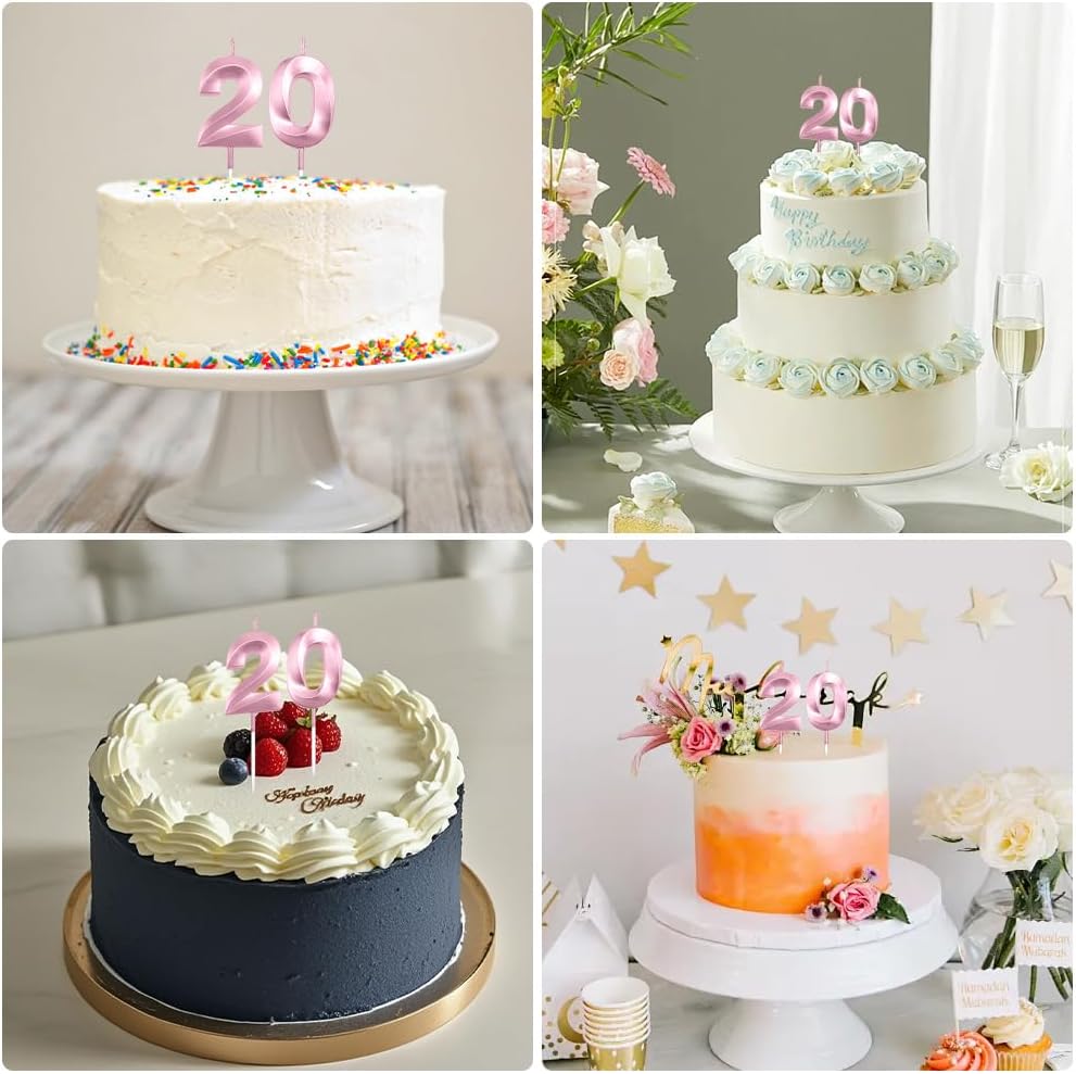 20th Birthday Cake Topper, Purple 20 Birthday Candle, 2 0 Candles 20th Birthday Cupcake Party Favor Happy Birthday Party Decorations Birthday Candle for Cake Sparklers Birthday Gifts