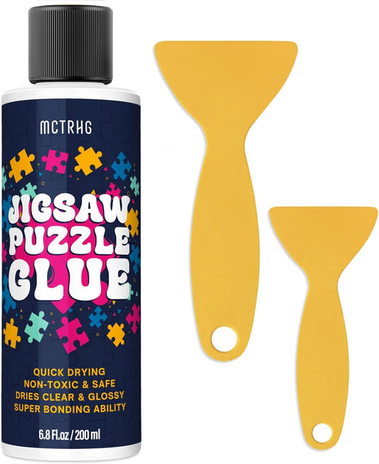 Jigsaw Puzzle Glue Clear, 200ML Puzzle Frame Kit for Adults with Applicators, Easily Preserves Finished Puzzles, Non-Toxic, Quick-Dry & Water-Based Anime Puzzle Saver for 3000/4500/5000 Pieces