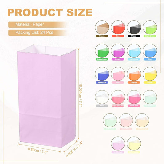 PATIKIL Party Favor Bag, 24 Pcs 3.5x2.4x7.1 Inch Mini Paper Candy Bags Gift Treat Celebration Halloween Goody Birthday Wedding Party with Stickers, Soft Purple