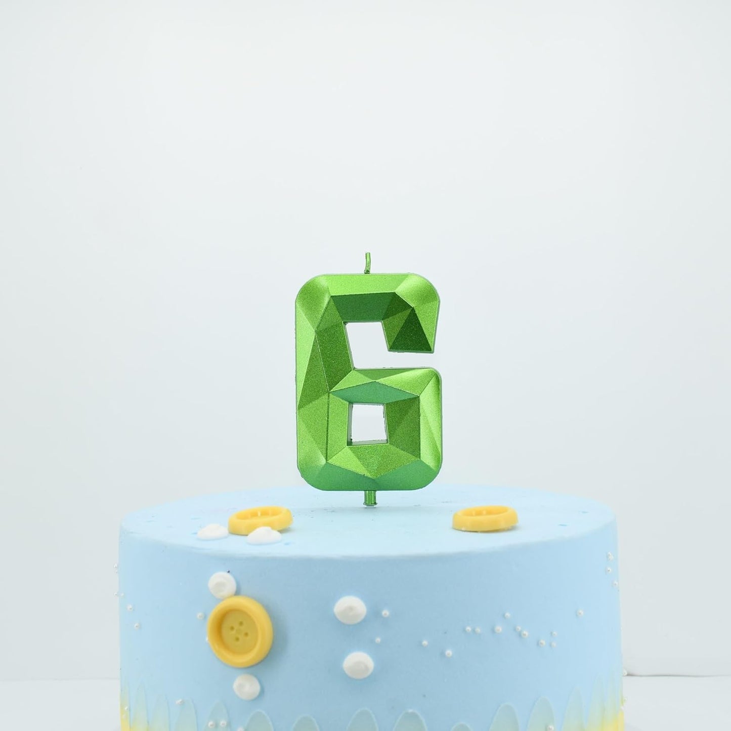 DERVENTA Large Birthday Candle Number 3D Green 3.7 inch Party Celebration Anniversary Decoration Cake Topper 1 Piece (Number 6 Green)