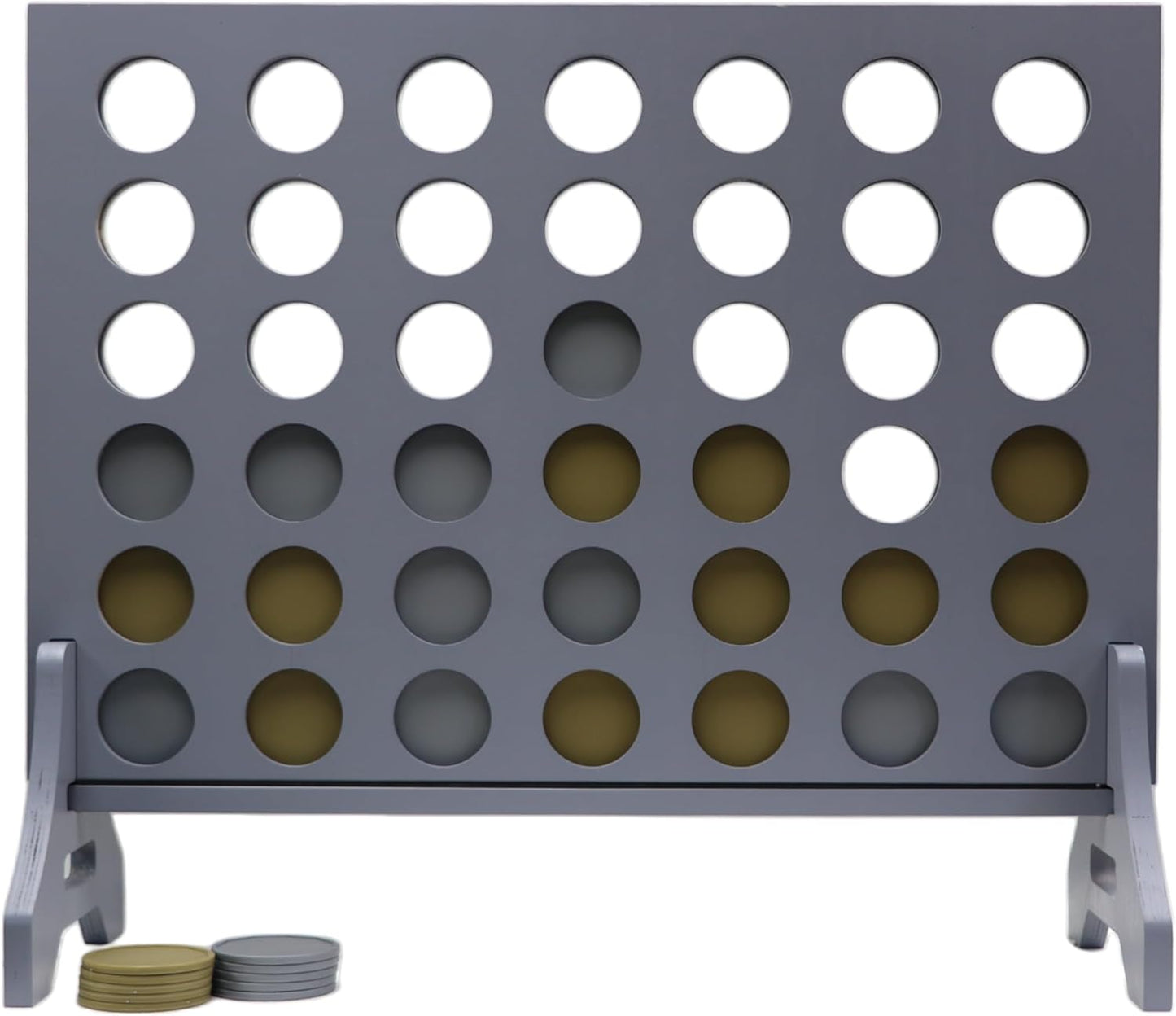 Tailgating Pros Premium Grey Giant Four in a Row with Carrying Case - Jumbo Oversized Outdoor Yard Game - Connect Multiple Pucks in a Row to Win - Many Puck Colors Available!