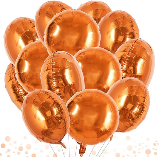 TONIFUL 30Pcs 18 Inch Large Orange Round Shape Foil Balloons Big Orange Circle Helium Mylar Ballons for New Year Chrismas Halloween Birthday Wedding Baby Shower Anniversary Engagement Party