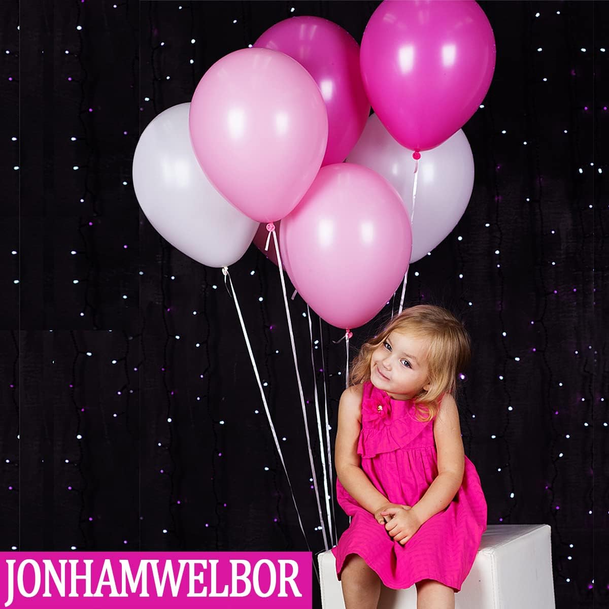 Jonhamwelbor Party Balloons Hot Pink Latex Balloons 100pcs 12inch Wedding Kid’s Birthday Bride Bachelorette Party Decorations(with Hot Pink Ribbon)