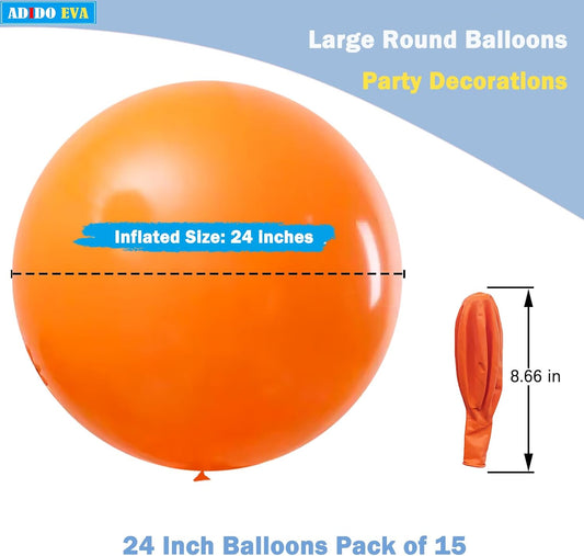 15Pcs 24 Inch Balloons Orange Giant Round Balloons Large Balloon for Festival, Christmas, Birthday Party Decorations