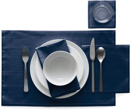 MY DRAP Cocktail Napkins, Reusable Cotton Napkins Roll 4.5 x 4.5 IN (100 Napkins, Petrol Blue)
