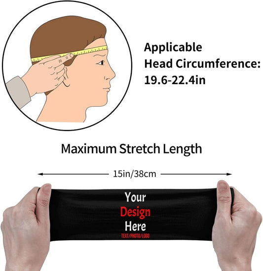 Custom Sweatbands for Men Women, Design Your Own Text Name Image Photo Personalized Sports Headbands