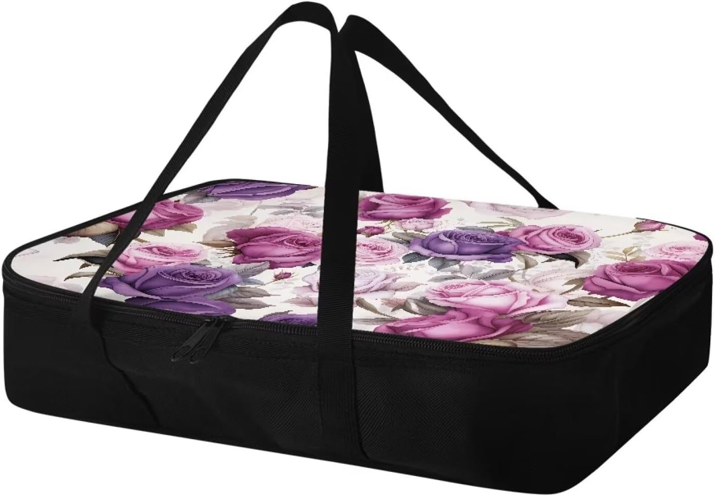 Purple Rose Insulated Casserole Thermal Bags for Hot or Cold Food with Heat Resistant Lining Zip Food Carrier Fits 11 x 15 or 9 x 13 Baking Dish