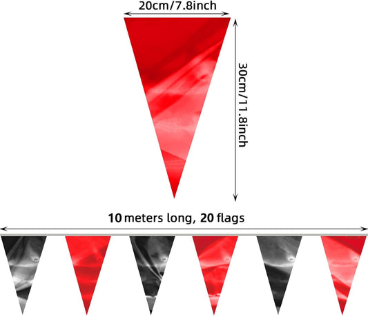 65FT Red Black Glitter Triangle Pennant Banner Flag Metallic Bunting Fabric Garland for Christmas Graduation Bachelorette Anniversary Engagement Wedding Anniversary Casino Party Decorations Supplies